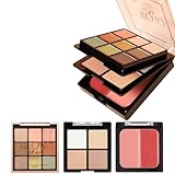 Wenrny All in On Makeup Palette for Face,3 Layer Multifunctional Eye & Cheek Palette Set Including 9 Color Eyeshadow,4 Color Buildable Blush and 4 Highlighters,Travel Size Cosmetics Pallet (Brown)