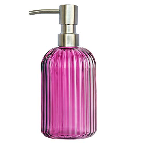 CYY Dispenser di Sapone Manuale con Pompa in Acciaio Inossidabile Antiruggine,Dispenser in Vetro Trasparente per Lavello da Bagno o Cucina,400ml Dispenser di Sapone per Piatti