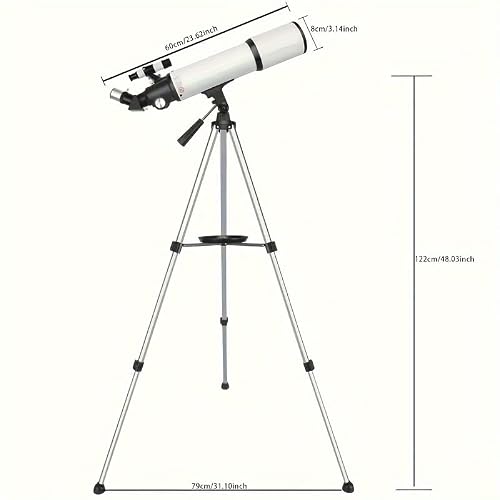 BORWOLF Telescope 80mm Aperture 600mm - Astronomical Portable Refracting Telescopes Fully Multi-Coated High Transmission Coatings AZ Mount with Tripod - Thumbnail 7