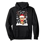 Lustiger Rentier Elch Weihnachtsmann Schnee Schneeflocke Pullover Hoodie