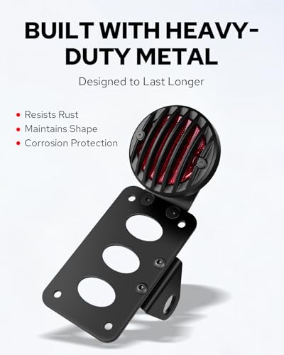 Image of Benlari Motorcycle LED Tail Light Brake Light with Bracket, Side Mount License Plate Rear Light Fit for Harley Honda Bobber Chopper Yamaha Sporster Kawasaki Suzuki (Flat, 0.75 inch)
