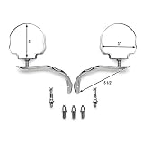 SMT-MOTO Skull Flame Chrome Motorcycle Side Mirrors, Adjustable, Compatible With Dyna Softail Sportster Bobber Chopper