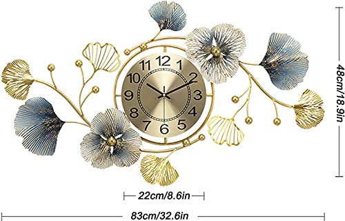 Horloge murale ginkgo en fer forgé 83x48 cm pour la décoration du salon