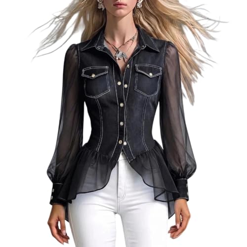 Black Peplum Organza Shirt