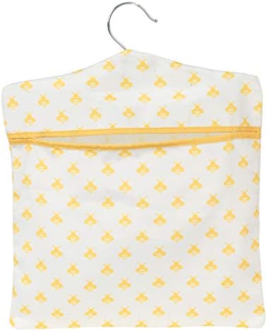 Kleeneze KL081575EU7 Busy Bee Peg Bag, Hang on The Line Design, Holds Up to 50 Pegs, Convenient Hanging Hook, Laundry Clips Storage Sack, Indoor/Outdoor, Yellow/White, 33 x 30 cm