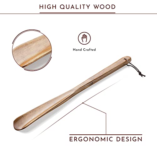 TungSam 15 inches Wooden Shoe Horn. Long Handle Shoehorn. Easy to Use and Carry. (Wooden) - Thumbnail 4