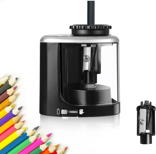 elzle Taille-crayon Alimenté par Batterie,Lame Remplaçable,électriques + Manuels 2 modes,Sûr et Antidérapant Portable Convient pour La Maison,L'école