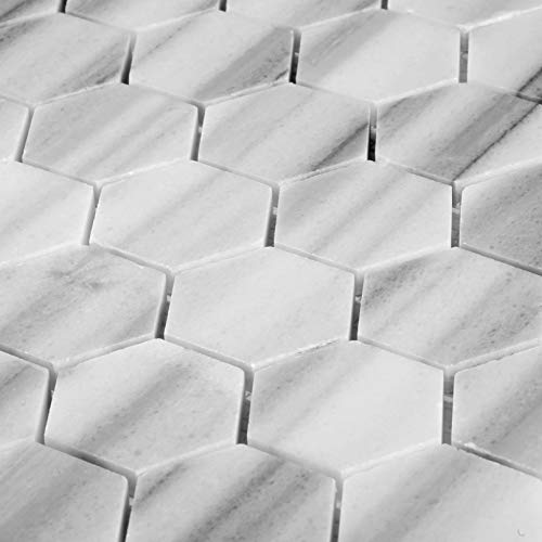 Apollo Tile Grey Hexagon Polished Mosaic Tile for Kitchen, Bathroom,