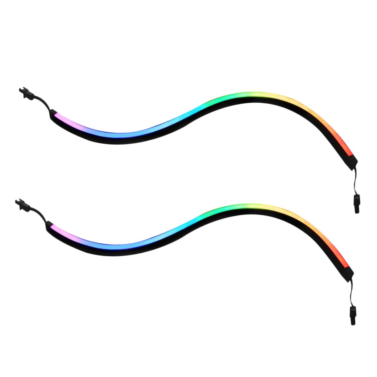 DOITOOL Barre Lumineuse Rvb 400mm pour Boîtier Pc, 2 Pièces, Abs Noir, Autocollants Adhésifs, Installation Intérieure, Décoration Élégante
