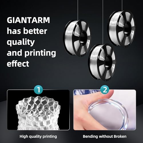 Image of PLA Filament 1.75mm, GIANTARM Classic PLA 3D Printer Filament 1kg Spool Black