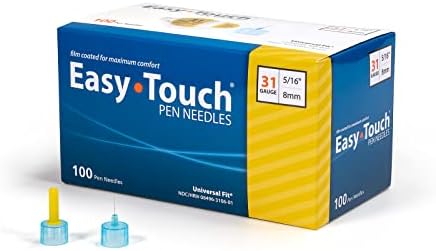 Easy Touch Insulin Pen Needles, 31G, 5/16-Inch/8mm, Box of 100