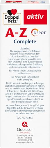 Doppelherz A-Z Complete - Langzeit-Vitamine - 23 Vitamine, Mineralstoffe & Spurenelementen PLUS Lutein - 120 DEPOT-Tabletten