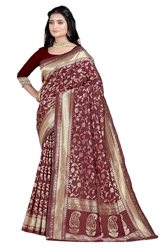 Image of Women's Banarasi Saree Pure Kanjivaram Silk Saree Soft Party Saree collections With Blouse Piece for Wedding saree