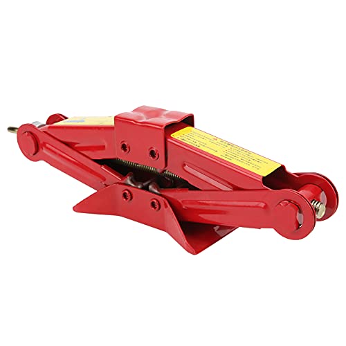 Cric en ciseau rouge pour changer un pneu facilement avec clé de levage - 3