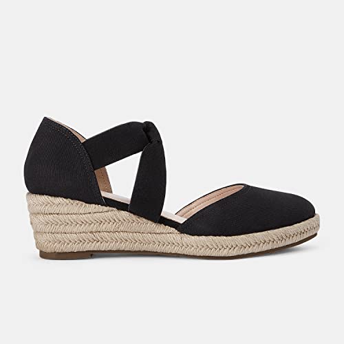 Juliet Holy Sandália feminina de alpargata, plataforma, boêmia, sem cadarço, com tira elástica, Pret