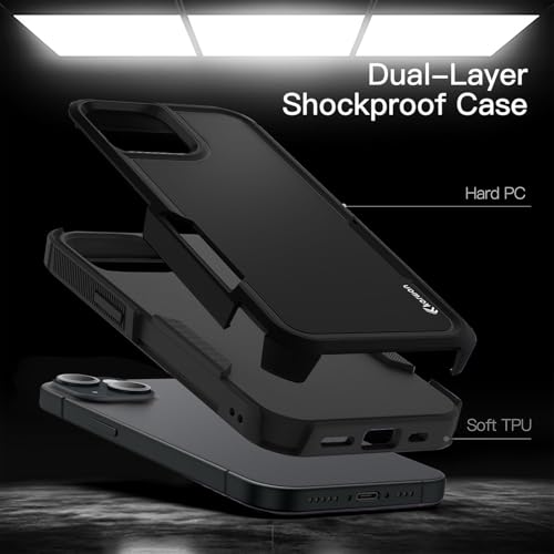 Image of KARWAN Shockproof Back Case Cover Compatible with iPhone 14 Pro Max, Heavy Duty Case with 360 Degree Camera Protection, Dual Layer Rugged Bumper Protection Cover with Matte Finish (Black)