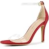 Allegra K Womens Open Toe Clear Ankle Strap Stiletto Heel Sandals