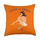 Jack O Lantern Halloween Pin Up Girl-Classic Sexy Pinup Girl Throw Pillow