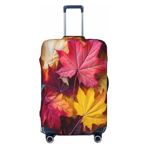 Luggage Cover Protector, Colorful Fall Maple Leaves Pattern Elastic Suitcase Covers for Travel, Anti Scratch Dust Covers, Fits 22-24 inch Suitcases