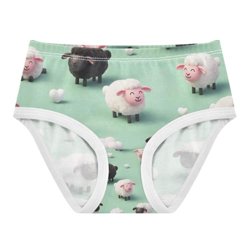 Girl Underwear, Cute Cartoon Sheep Toddler Girl Briefs, Girls Underwear Cotton, 2T–8 Years