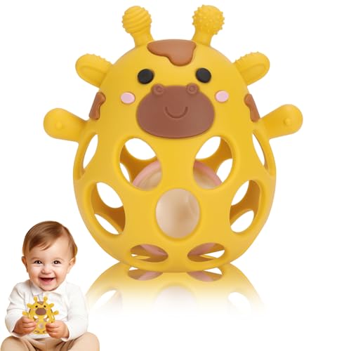 Venditer Juguetes Montessori Bebes 0-3-6-12 Meses Educativos, Juguete de pelota para bebé, Juguetes Bebes 1 año, Juguetes Sensoriales Bebe Sonajero Regalo Amarillo de jirafa