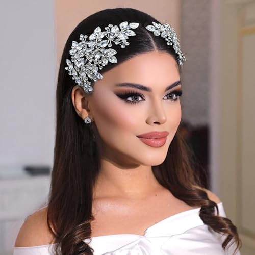 Mpoikba 2 PCS Wedding Headpiece for Bride, Handmade Bridal Hair