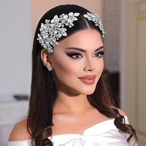 2 PCS Wedding Headpiece for Bride, Handmade Bridal Hair Accessories, Rhinestone Bride Headband