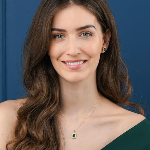 925 Sterling Silver Emerald Cut Stud Earrings for Women with White, Green, Blue, or Red Cubic Zirconia Stones, Emerald Cut Silver or Gold Earrings, Jewelry for Women with a Gift Box3