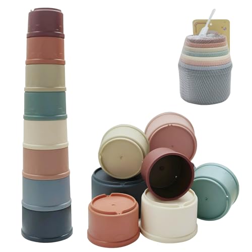 LAIVIYA Cubes empilables pour bébés, 8 pièces Jouets Empilables, Jouets empilables en Forme de Tasses, Tasses empilables pour bébés et Jeunes