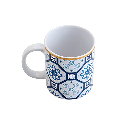 Caneca de Porcelana Braga Azul e Branca 330ml - Lyor