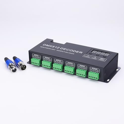 JOYLIT RGBW LED DMX Digital Display Decoder 24 Channel DC 5V-24V 3A/CH 6 Groups DMX512 LED Controller Dimming Driver for RGBW LED Strip Lights