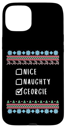 素敵、いたずら、 Georgie クリスマス・アグリー・セーター スマホケース iPhone 15 Plus 用