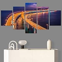 SIGNWIN 5 Panel Canvas Wall Art Modern Art Architecture & Maps Building Contemporary Expressive Multicolor Photography for Home Decorations Ready to Hang - 60