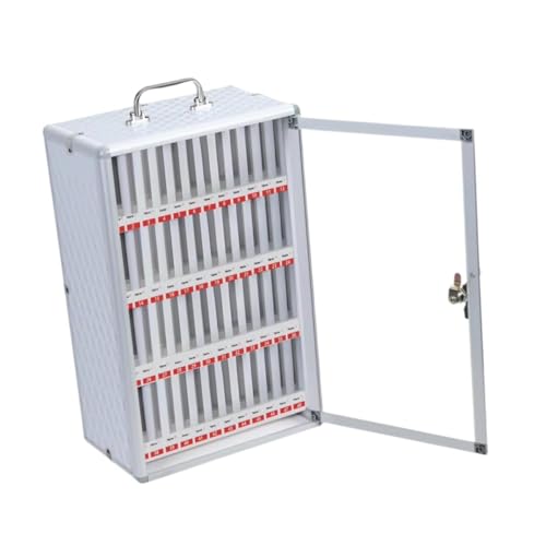 BaotyJie Phone Storage Cabinet Smartphone Storage Case Wall Mounted Transparent Door Portable Handle Lockable Phone Locker Storage Box, 48 Slots