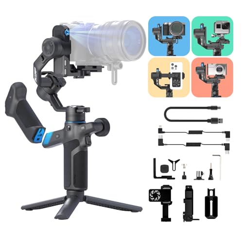 FeiyuTech SCORP Mini-3-Pro Gimbal Stabilizer for Camera, Mirrorless/Compact/Action Cameras,Smartphone,18m AI Tracking,Detachable Remote Handle, 3-Axis Handheld Stabilizer for Sony/Canon,4.4lbs Payload