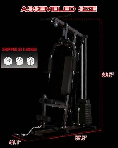 Home Gym Machine with 100LB Weight Stack, Multifunctional Full Body Workout Station for LAT Pulldown, Chest Press, Leg Extension & Strength Training, Compact Fitness Equipment for Home Use - Image 4