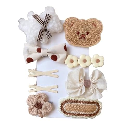 Shinycome 9pcs/set Girl Hair Clip Set Bear Hair Clip For Girl Bow Barrettes Flower Hair Clip Hair Barrettes Kid Hair Clip Cover