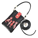 [京風だしとグリル酒場 ＳＡＫＥ＆ＤＡＳＨＩ Ｄｅｊｉル 出汁] 2WAYスマホショルダーバッグ ハンドバッグ オーストリッチ風 ネコ ミニ 小物入れ 小物収納 軽量 (ブラック)