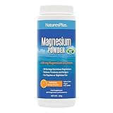 NaturesPlus Magnesium Powder Orange Flavour - 400mg Natural Magnesium Citrate Supplement, Easy to Mix - Energy and Relaxation for Mind and Body - Vegan, Gluten Free - 60 Servings