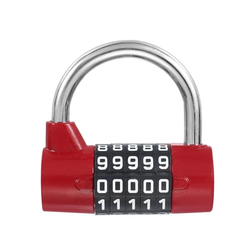 PATIKIL Combination Padlock, 5 Digit Gym Locker Lock Zinc Alloy Password Safety Padlock Keyless for Sports Locker Fence Toolbox Case Drawer, Red