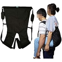Double Layer Patient Lift Sling Carrier One-Person Transferring Belt for Carrying Up and Down Stairs to Bed,Wheelchair,Chair,Car,Vehicle for Elderly,Handicapped,Disabled,Bedridden Black, Small