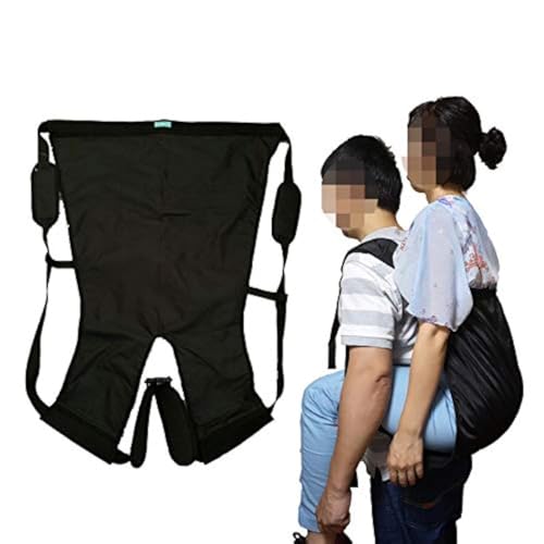 Double Layer Patient Lift Sling Carrier One-Person Transferring Belt for Carrying Up and Down Stairs to Bed,Wheelchair,Chair,Car,Vehicle for Elderly,Handicapped,Disabled,Bedridden (Black, Small)