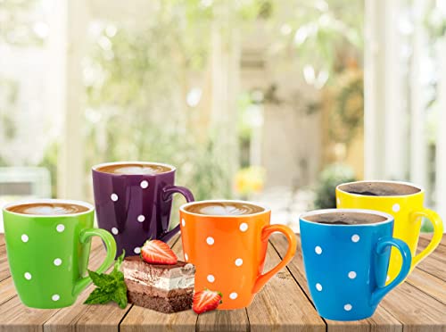 Bruntmor 16 Oz Polka Dot Coffee Mug Set Of 6, Large 16 Ounce Ceramic Mugcup Set In Multi Color Dot Design, Best Coffee Mug For Your Christmas Or Birthday Gift #TOP7