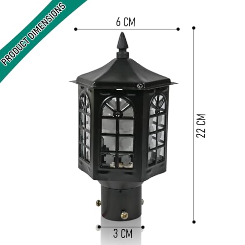 Image of SINOMAN Outdoor Post Lantern Gate Light Black Pillar Lamp Garden Light with Clear Glass Weatherproof Fixture for Pathway Front Entrance Patio or Walkway (Without Bulb) (Pack of 1)