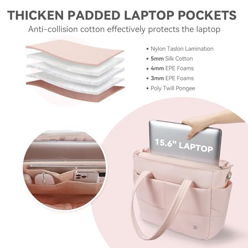 BOSTANTEN Puffer Tote Bag for Women Travel Tote Bag with Trolley Sleeve Lightweight Quilted Laptop Nurse Bag with Zipper4