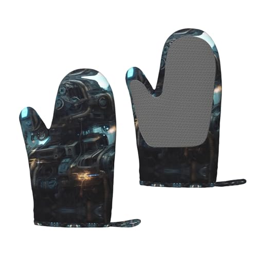 Future Robot - Guantes de silicona para horno, un par de guantes antideslizantes para el hogar, cocina, al aire libre, barbacoa, pan