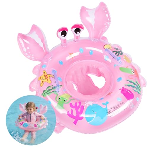 Oziral Bouée Bébé Krabbe Rose avec Pompe Siège de Bain Gonflable pour Bébé 6-36 Mois Bouée de Piscine Enfant en PVC Inclus 2 Patchs de Réparation –...
