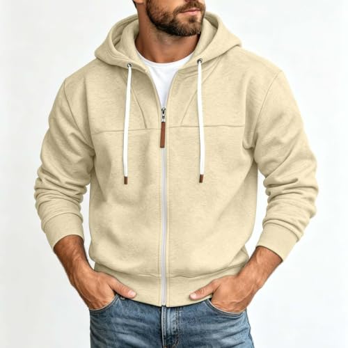 Mens Full Zip Hoodies Fashion Fleece Drawstring Hooded Sweatshirts Jackets - image 2