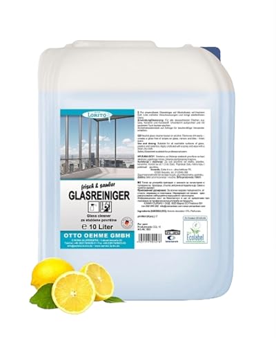 Lorito frisch & sauber Glasreiniger Fensterreiniger 10 L - Kraftvoller Oberflächenreiniger, Bringt Autoscheiben, Fenster & Glas-Oberflächen auf Hochglanz