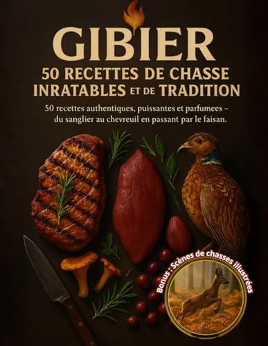 Gibier – 50 Recettes de Chasse Inratables, Authentiques, Puissantes et Parfumées : Sanglier, Chevreuil, Faisan et Petit Gibier: Avec scènes de chasse ... rôtis, civets, confits, grillades et mijotés.